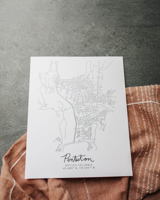 Penticton, British Columbia Minimal Hand Drawn Map