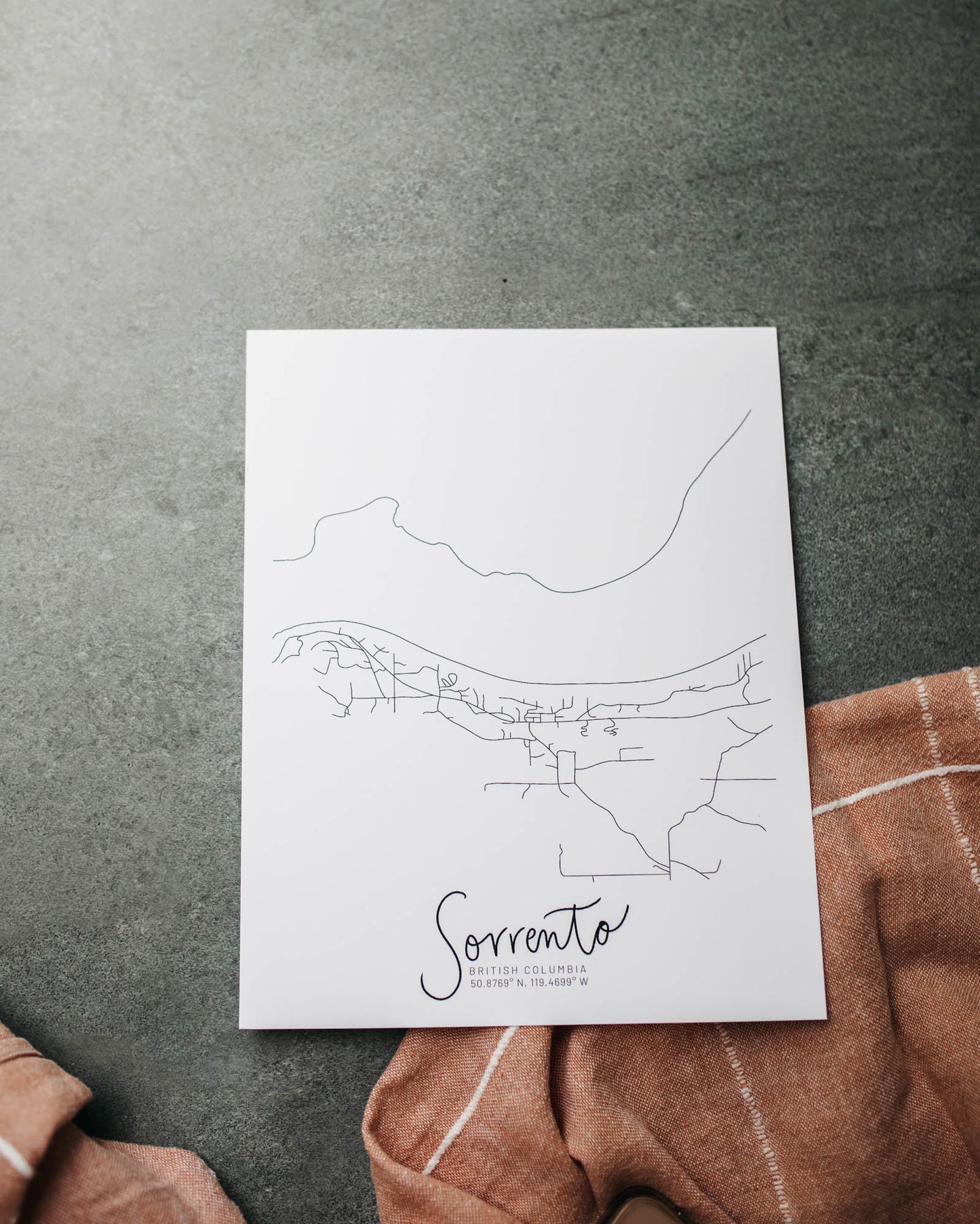 Sorrento, British Columbia Minimal Hand Drawn Map