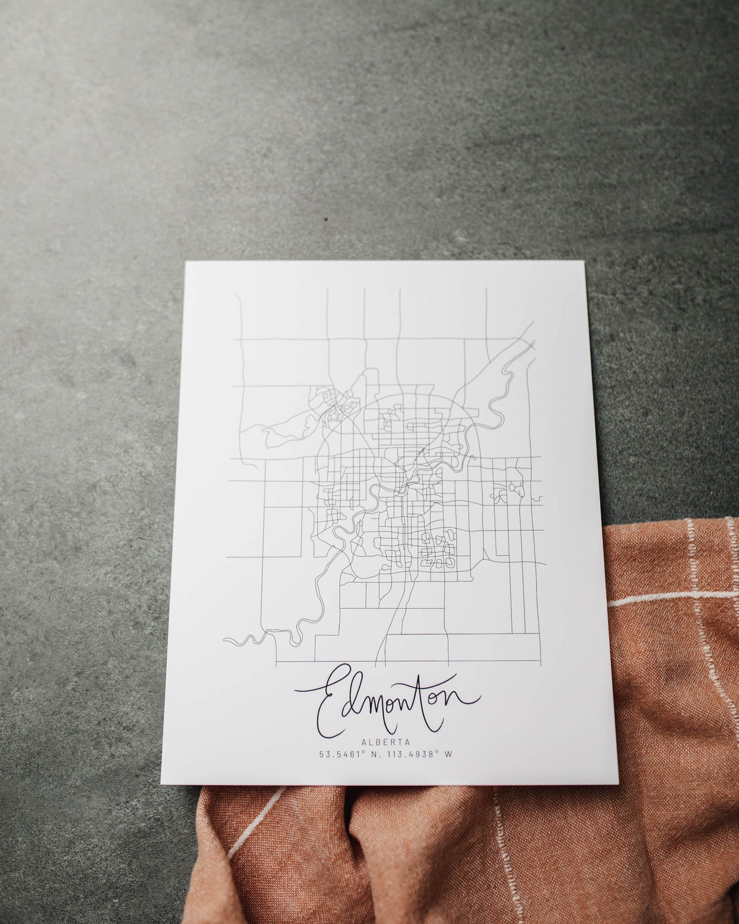 Edmonton, Alberta Minimal Hand Drawn Map