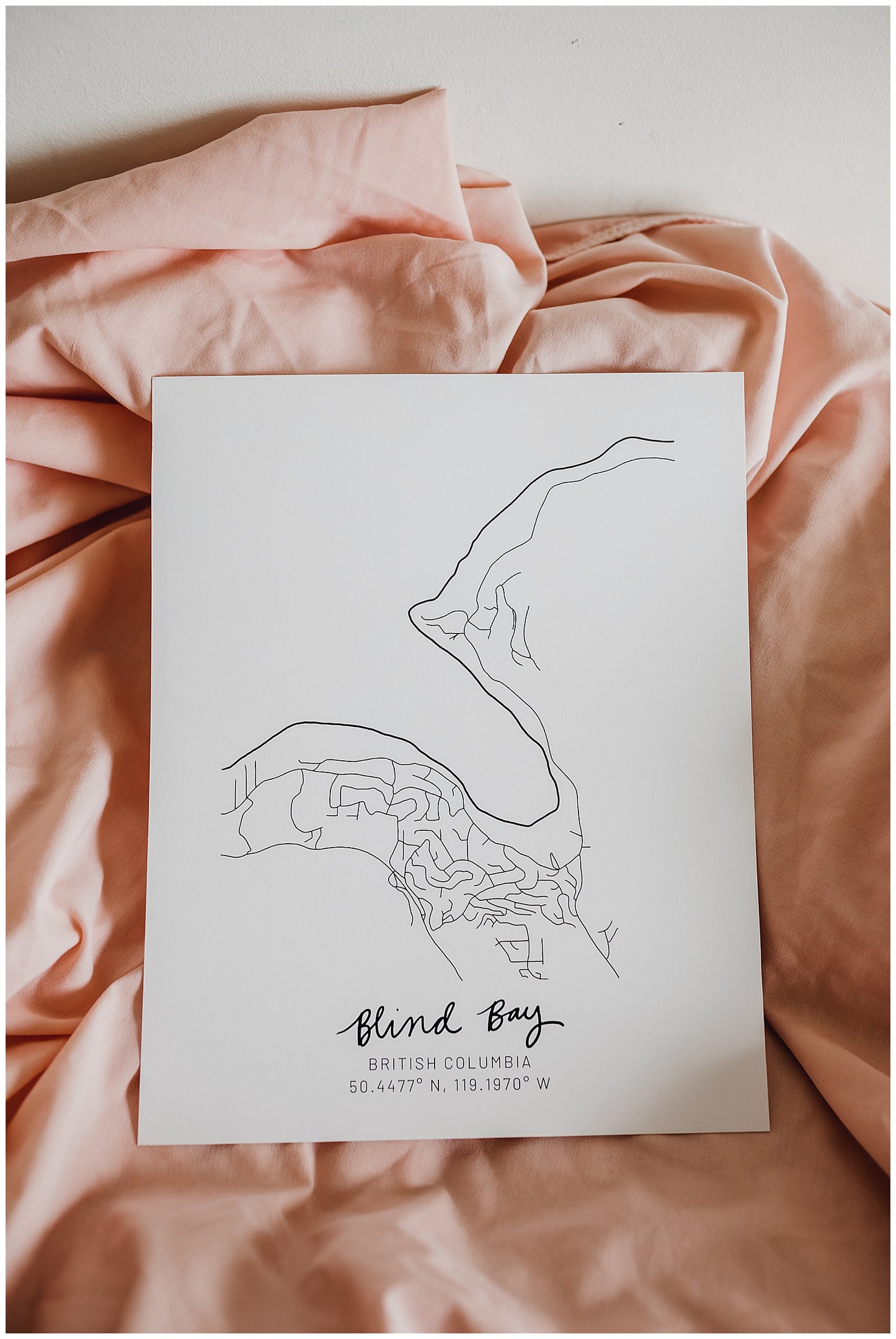 Blind Bay, Shuswap, British Columbia Minimal Hand Drawn Map