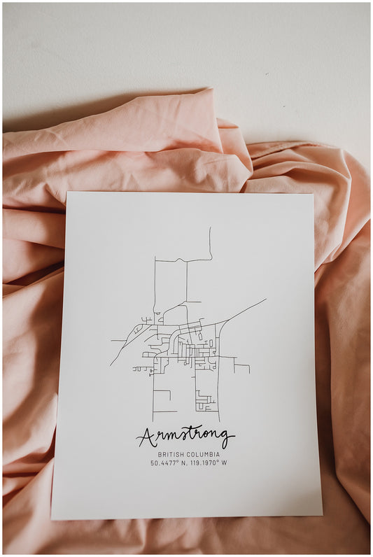 Armstrong, British Columbia Minimal Hand Drawn Map