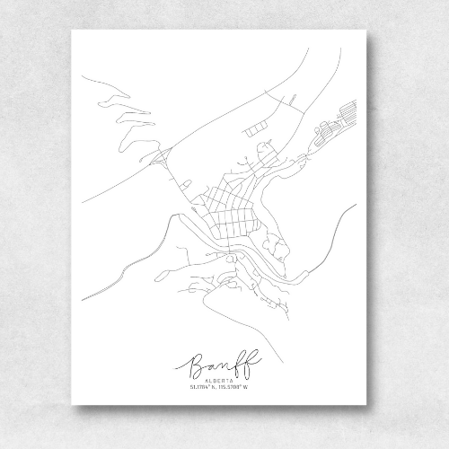 Banff, Alberta Minimal Hand Drawn Map