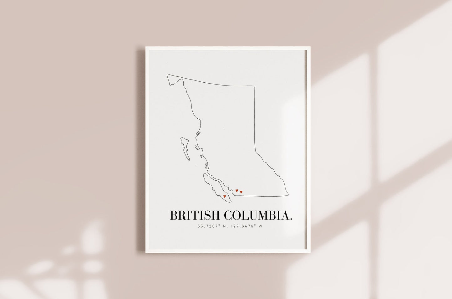 Personalized British Columbia Minimal Hand Drawn Map | Custom BC Map