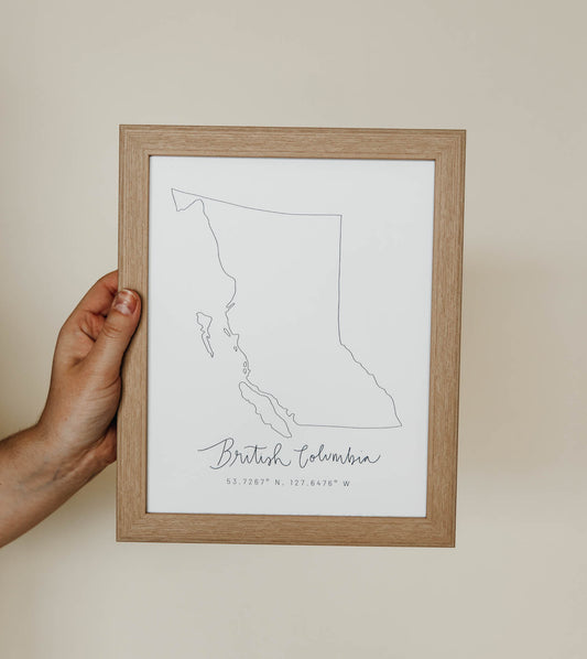 British Columbia Minimal Hand Drawn Map | British Columbia Outline