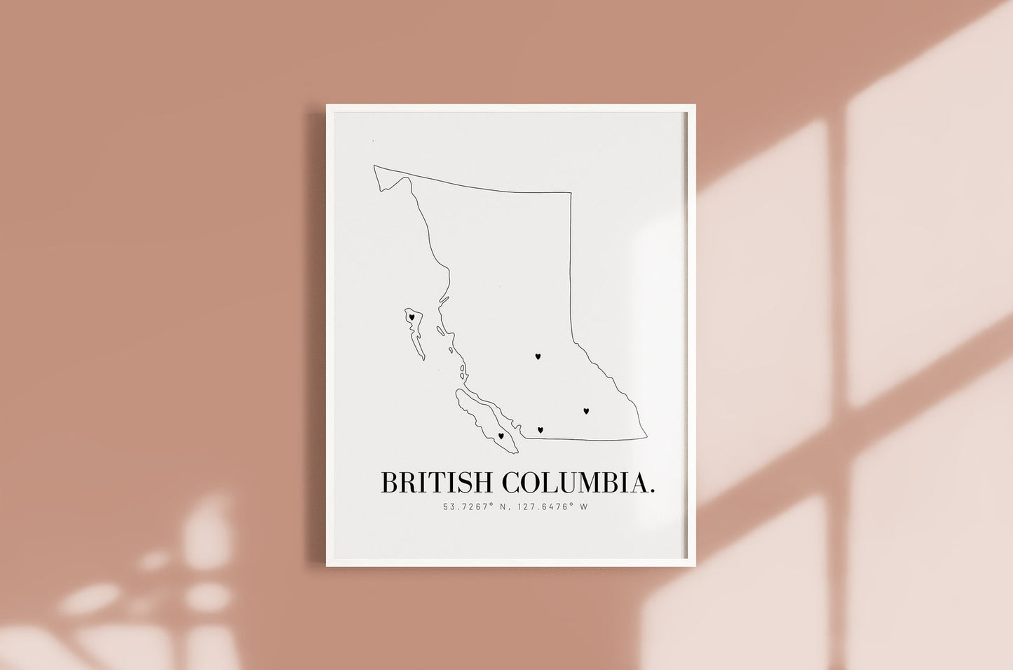 Personalized British Columbia Minimal Hand Drawn Map | Custom BC Map