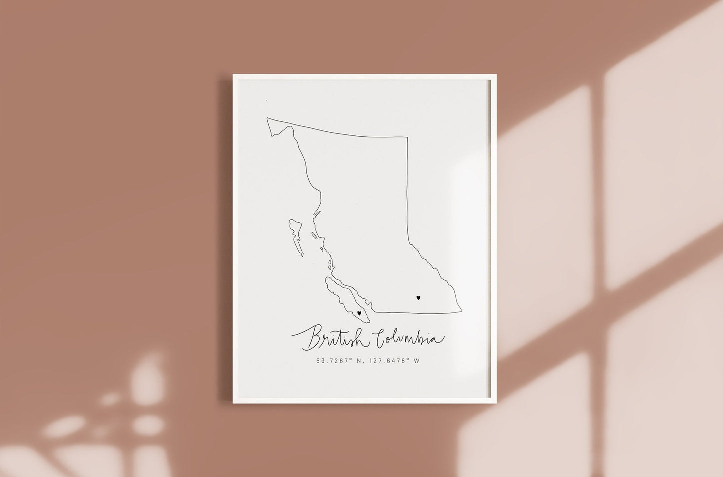 Personalized British Columbia Minimal Hand Drawn Map | Custom BC Map