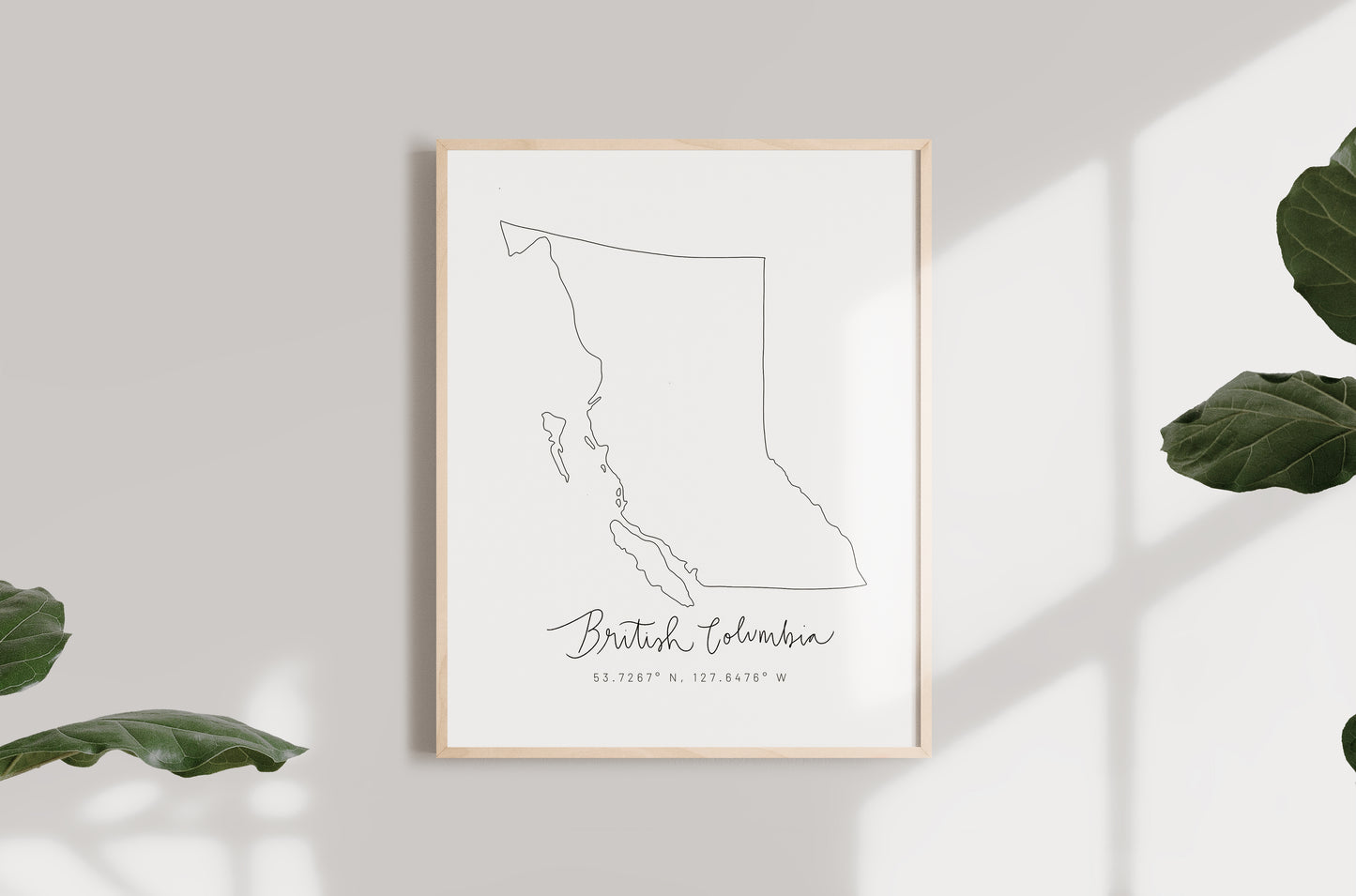 British Columbia Minimal Hand Drawn Map | British Columbia Outline