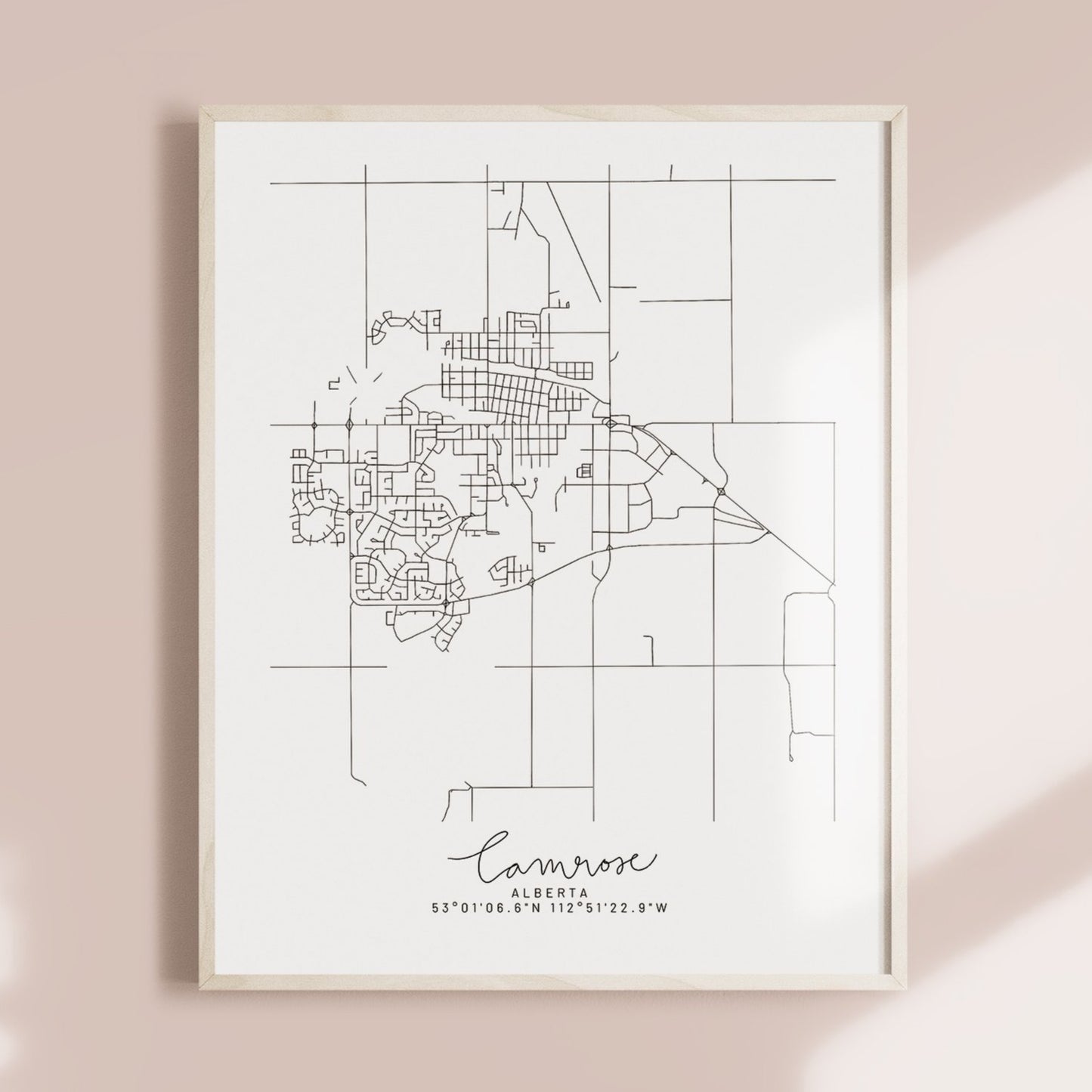 Camrose, Alberta Minimal Hand Drawn Map