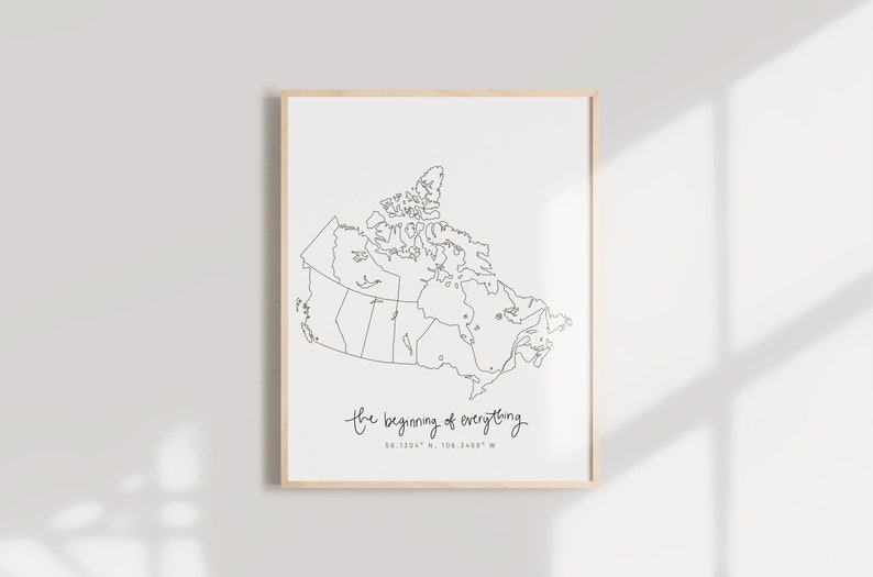 Personalized Canada Map | Custom Canada Minimal Hand Drawn Map