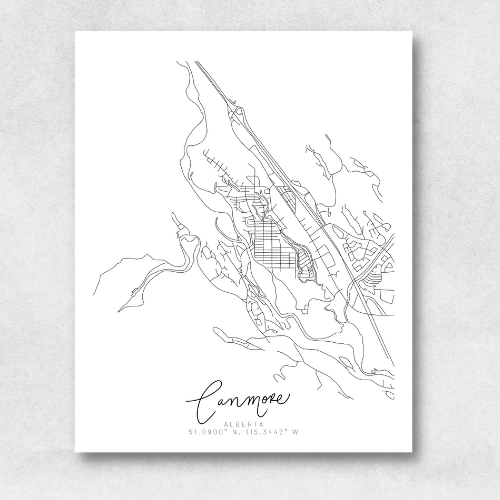 Canmore, Alberta Minimal Hand Drawn Map