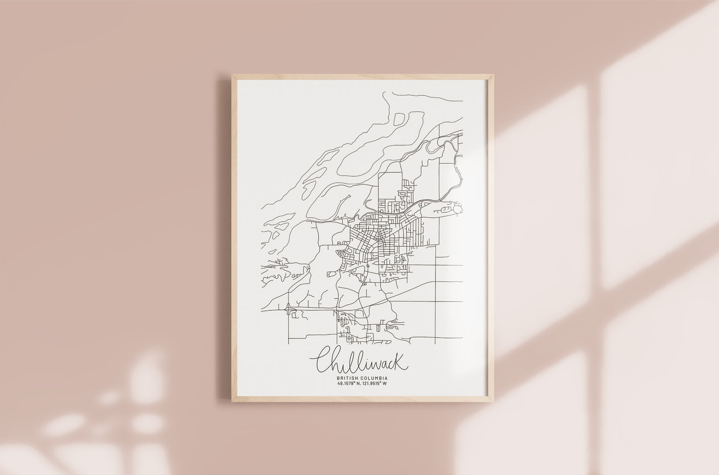 Chilliwack, British Columbia Minimal Hand Drawn Map