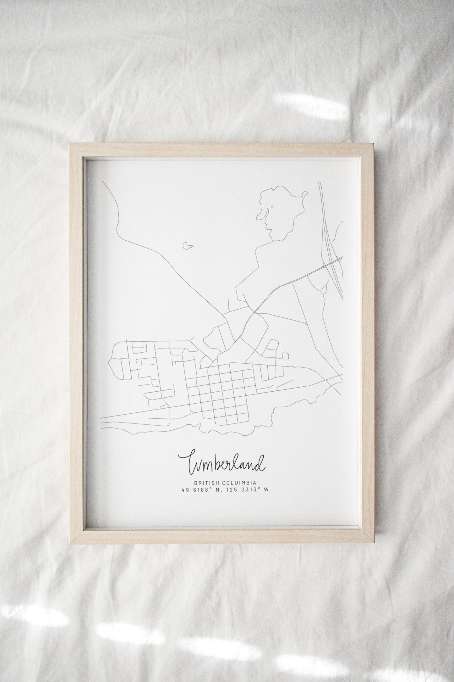Cumberland, British Columbia Minimal Hand Drawn Map | Vancouver Island Map