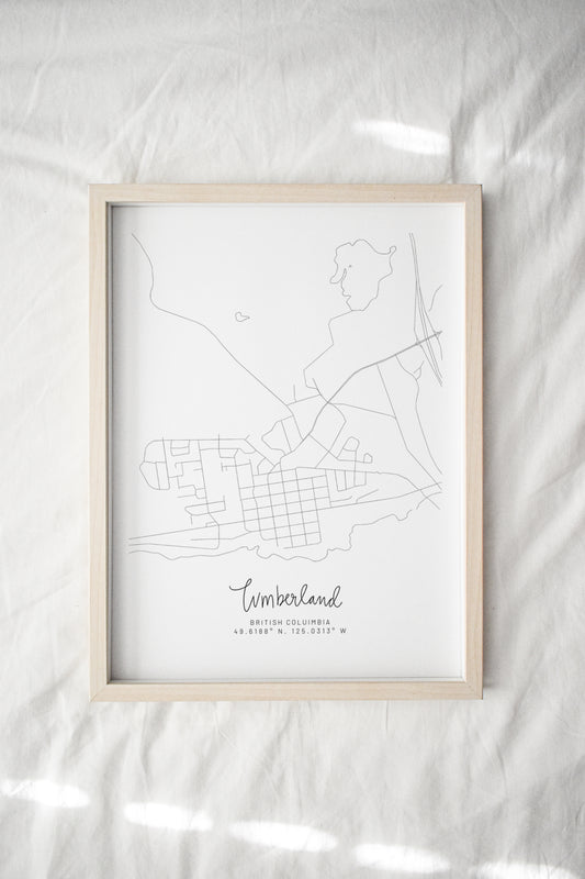 Cumberland, British Columbia Minimal Hand Drawn Map | Vancouver Island Map