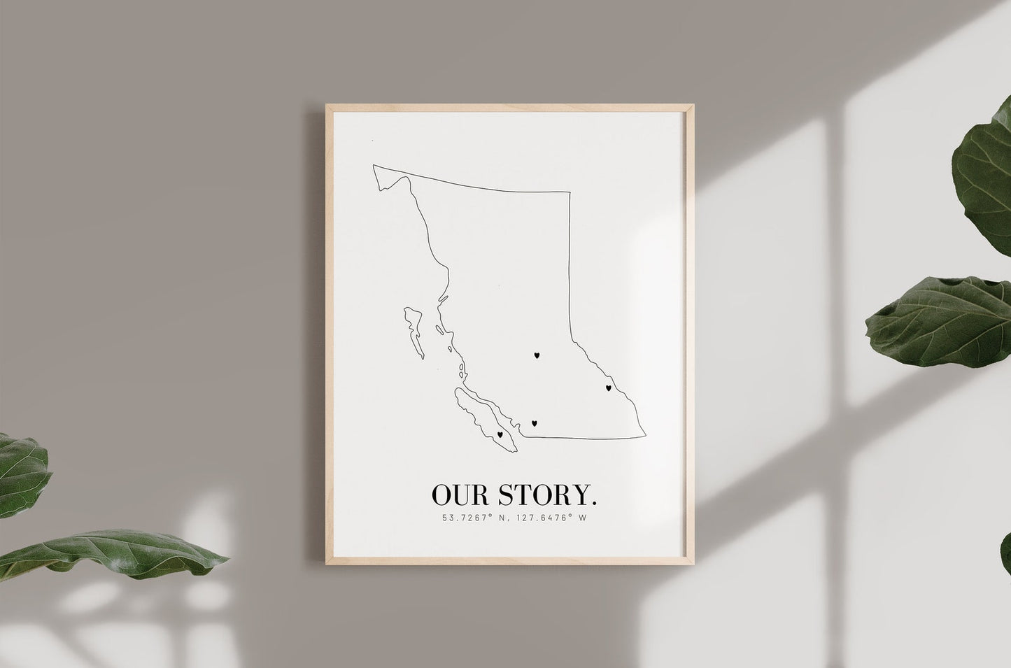 Personalized British Columbia Minimal Hand Drawn Map | Custom BC Map