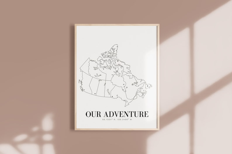 Personalized Canada Map | Custom Canada Minimal Hand Drawn Map