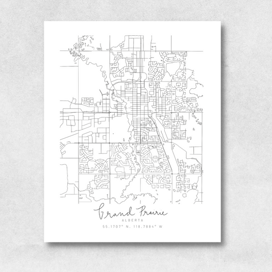 Grand Prairie, Alberta Minimal Hand Drawn Map