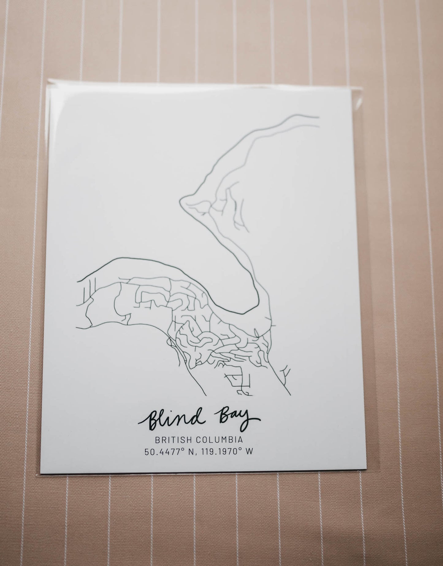 Blind Bay, Shuswap, British Columbia Minimal Hand Drawn Map