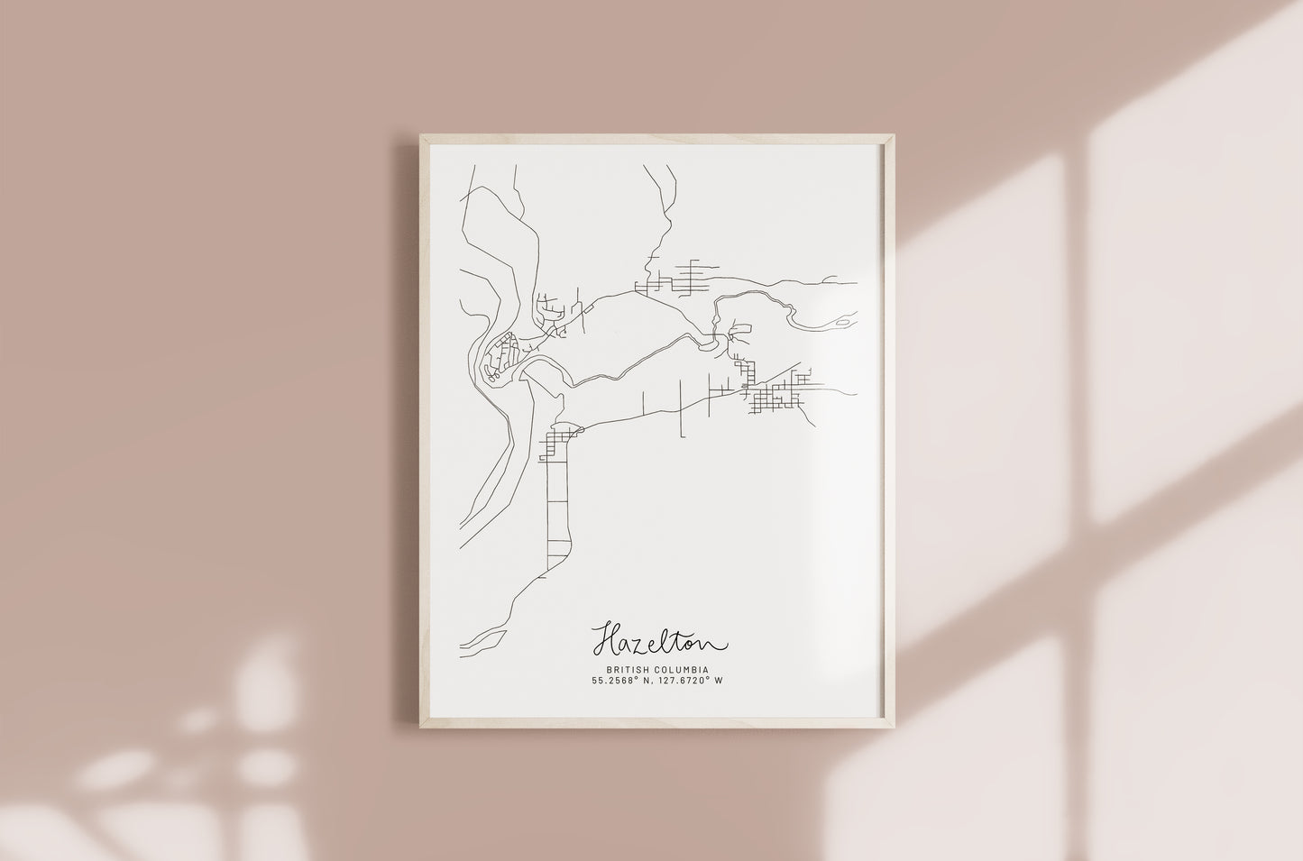 Hazelton, British Columbia Minimal Hand Drawn Map