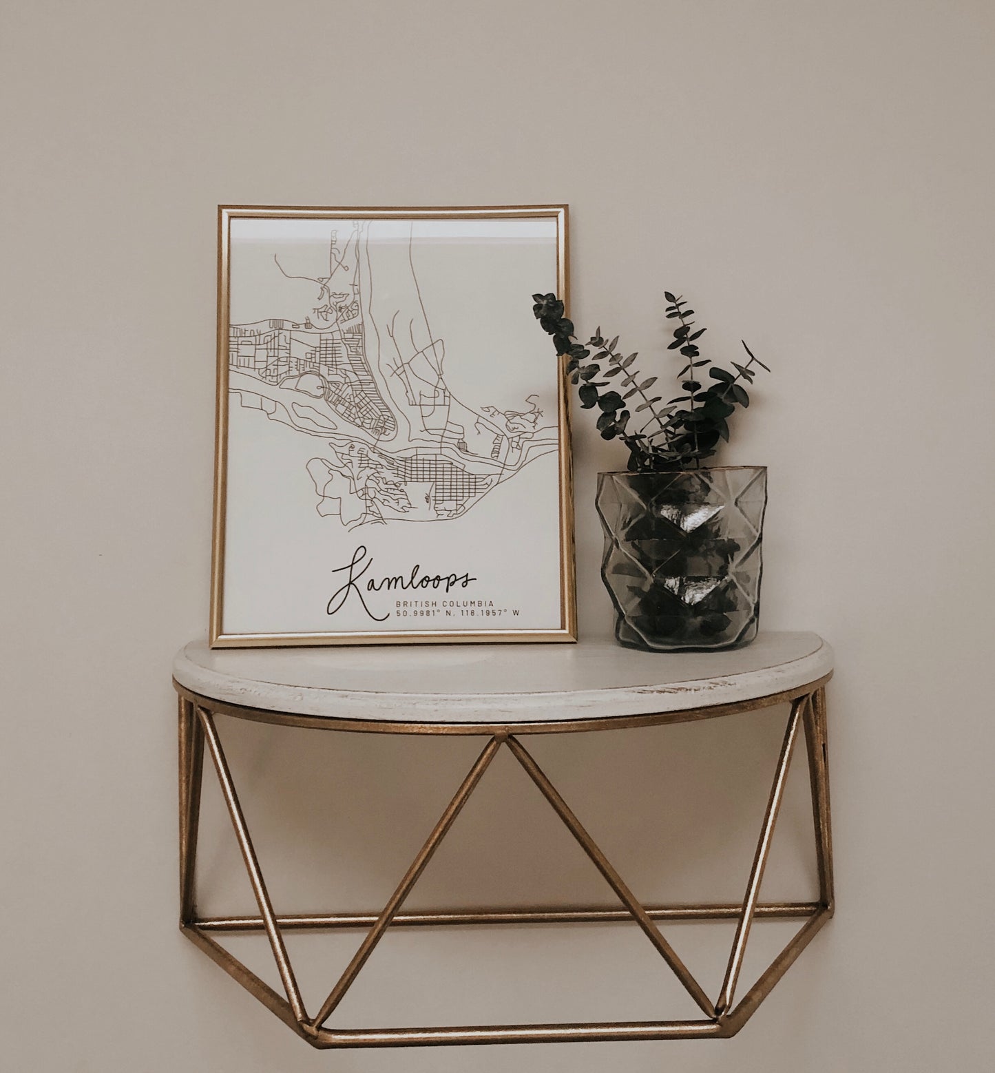 Kamloops, British Columbia Minimal Hand Drawn Map