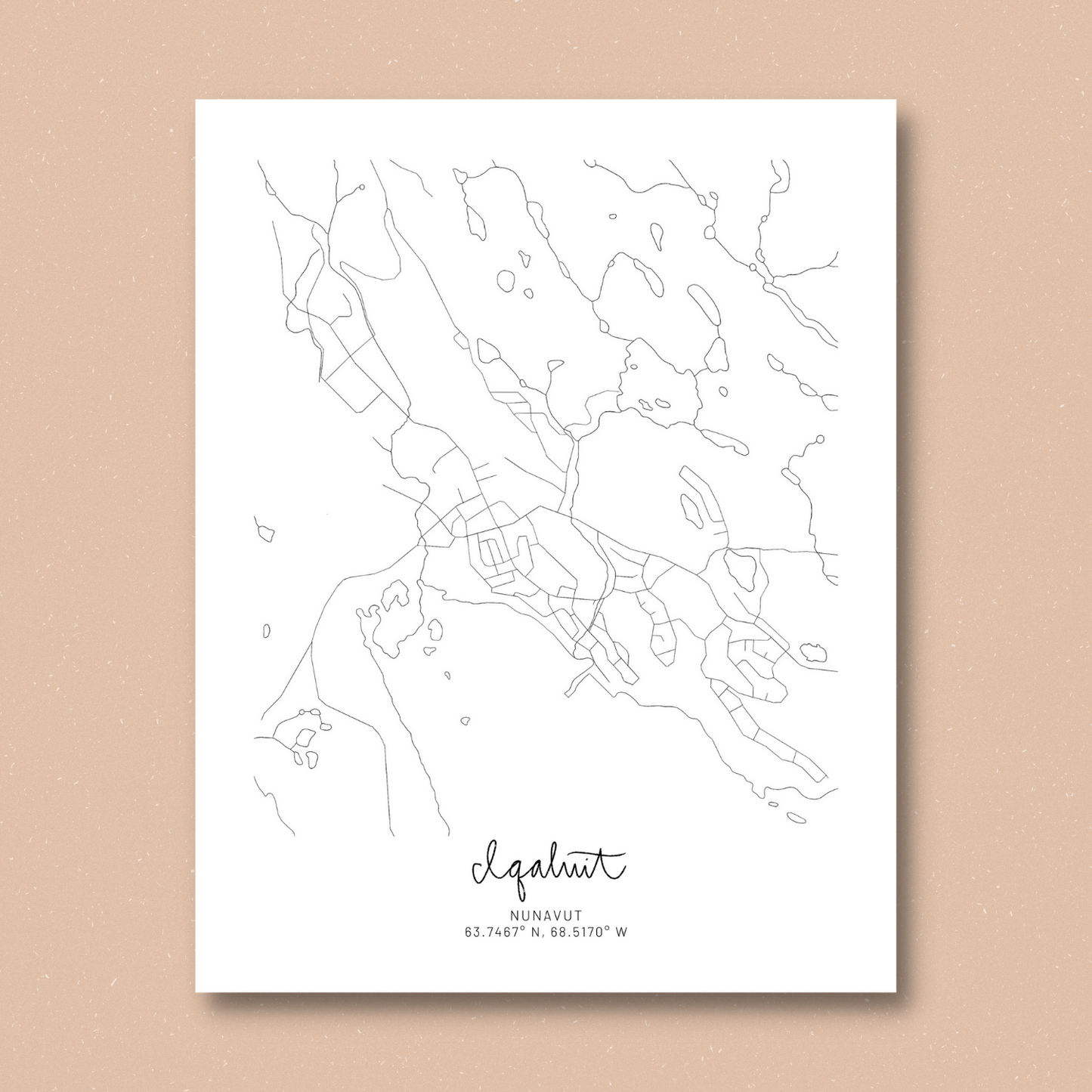 Iqaluit, Nunavut Minimal Hand Drawn Map