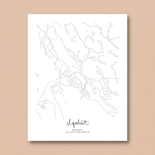 Iqaluit, Nunavut Minimal Hand Drawn Map