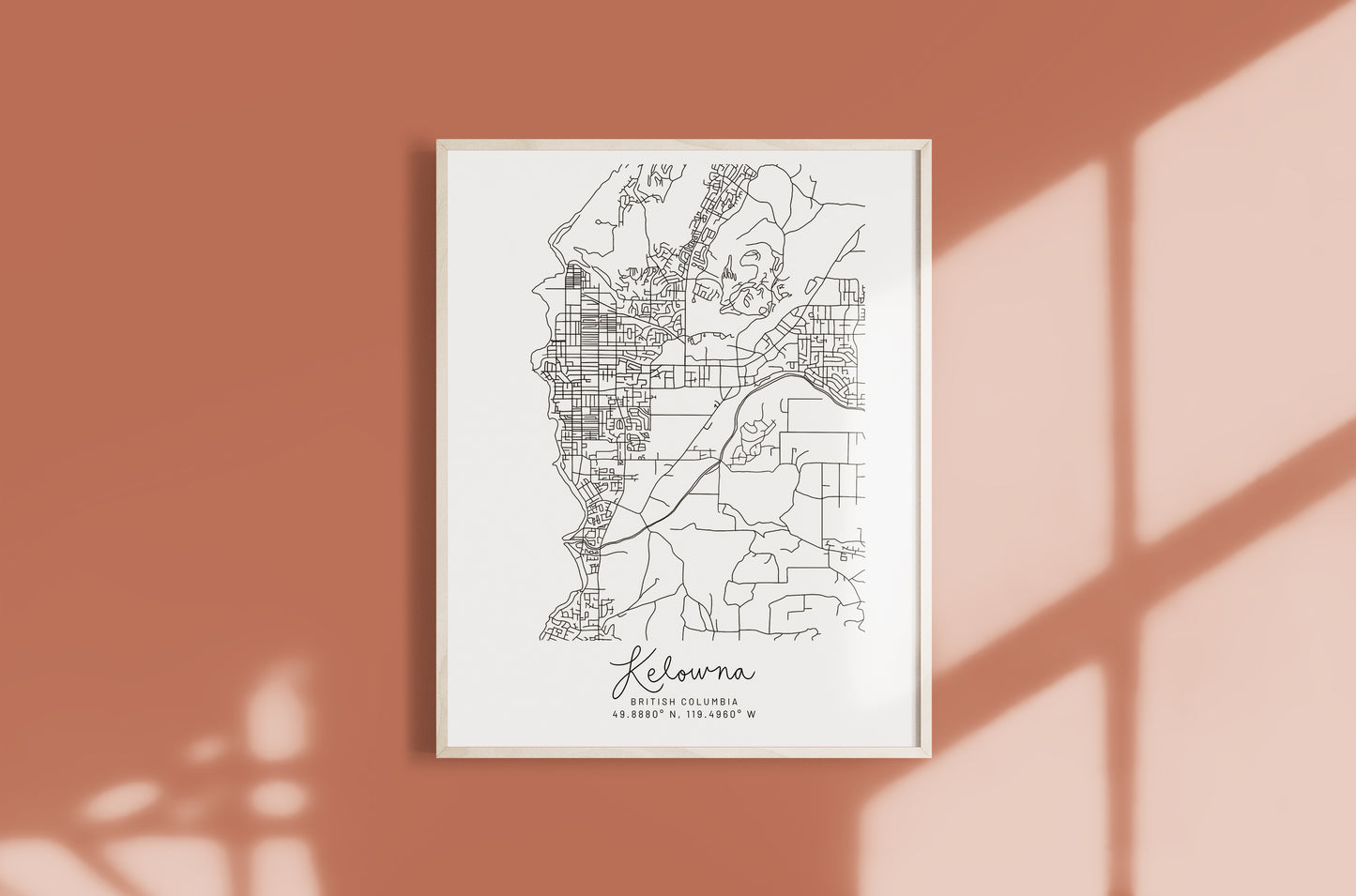 Kelowna, British Columbia Minimal Hand Drawn Map