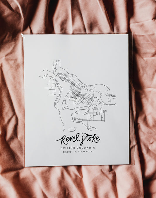 Revelstoke, British Columbia Minimal Hand Drawn Map