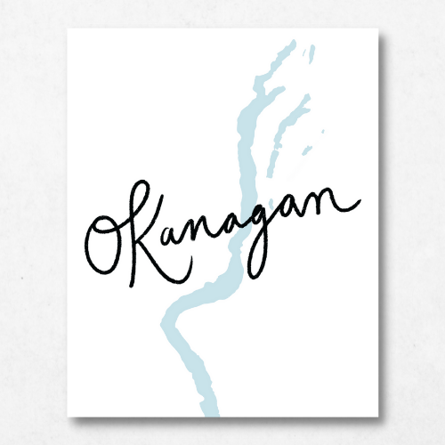 Okanagan, British Columbia Minimal Hand Drawn Map
