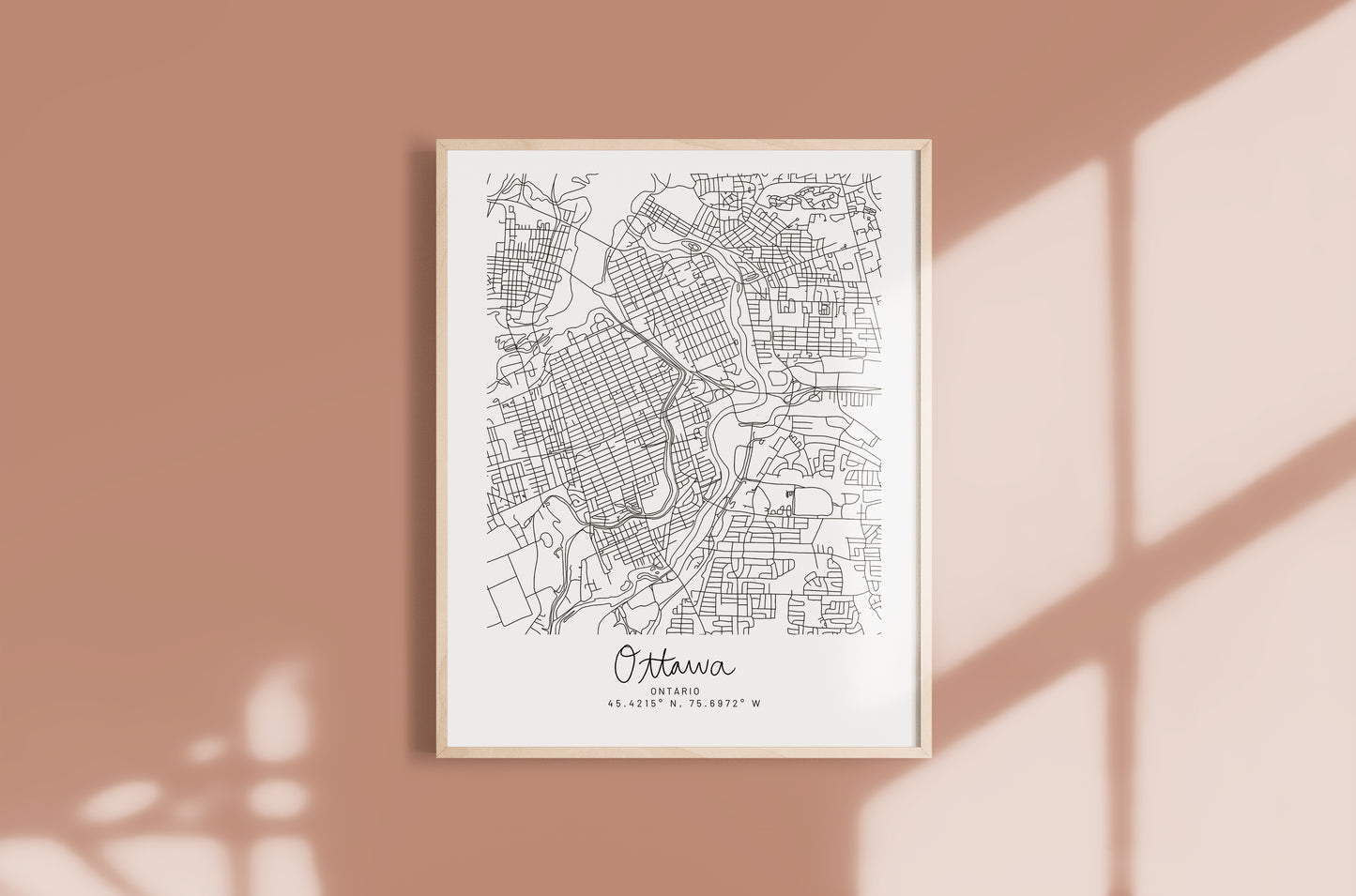 Ottawa, Ontario Minimal Hand Drawn Map