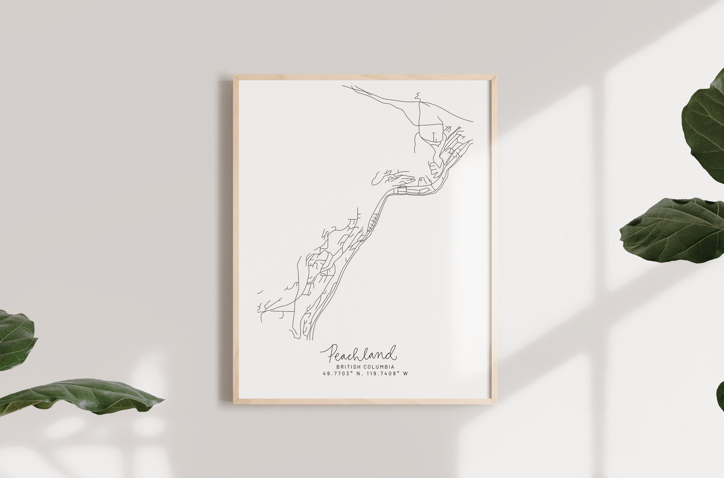 Peachland, British Columbia Minimal Hand Drawn Map