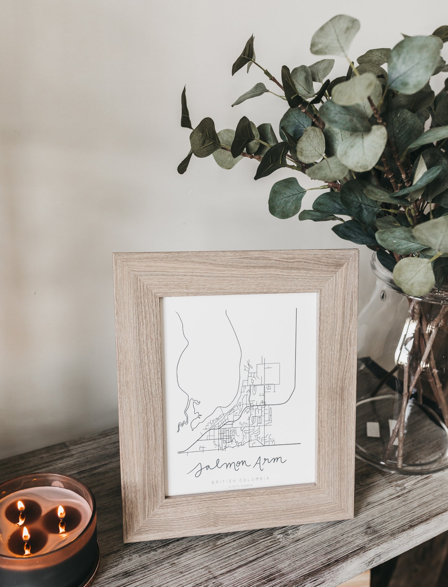 Salmon Arm, British Columbia Minimal Hand Drawn Map