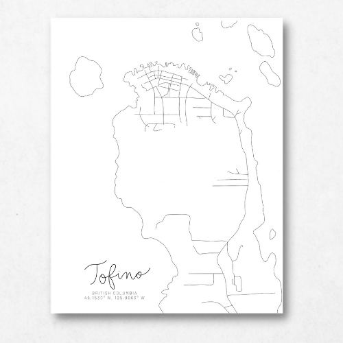 Tofino, British Columbia Minimal Hand Drawn Map