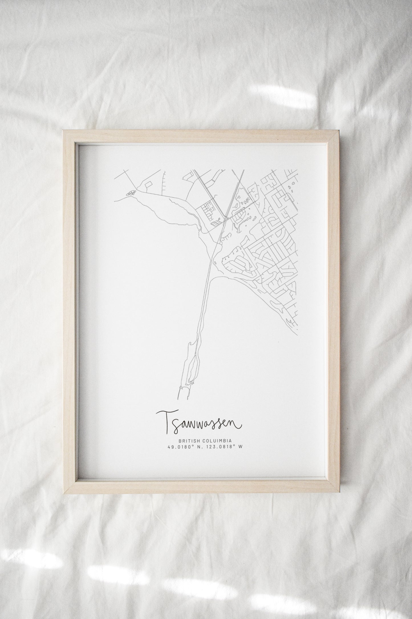 Tsawwassen, British Columbia Minimal Hand Drawn Map