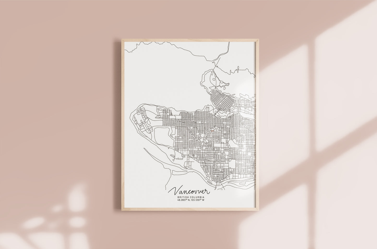 Vancouver, British Columbia Minimal Hand Drawn Map