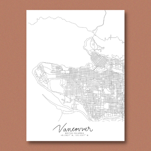 Vancouver, British Columbia Minimal Hand Drawn Map