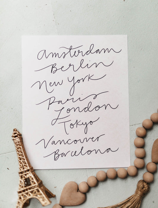 Handwritten Capital City 8x10 Print