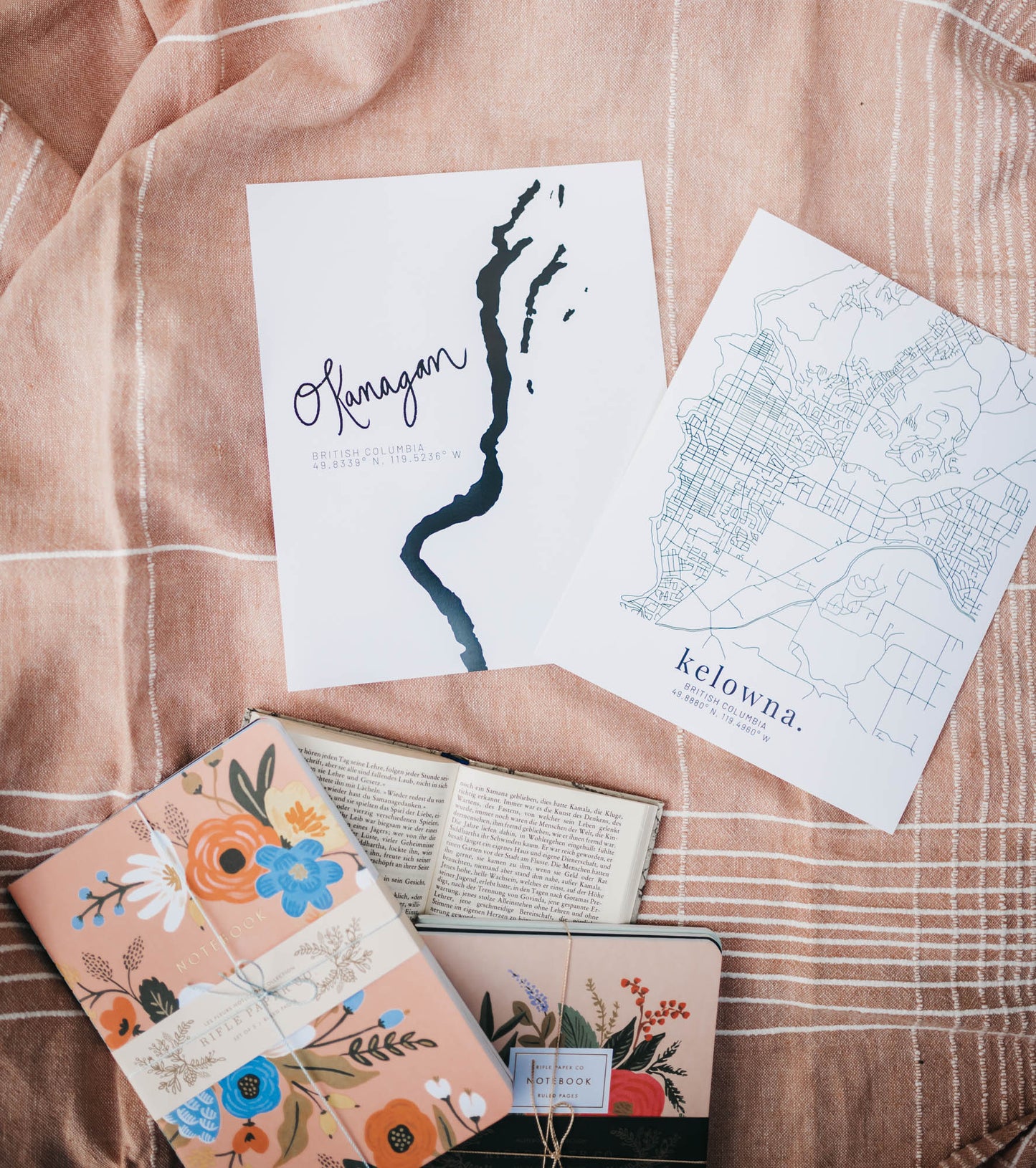 Kelowna, British Columbia Typed Font Minimal Hand Drawn Map