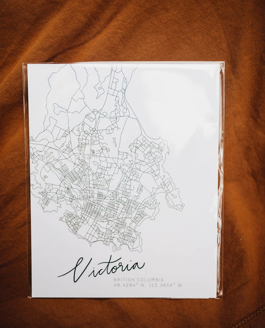 Victoria, British Columbia Minimal Hand Drawn Map