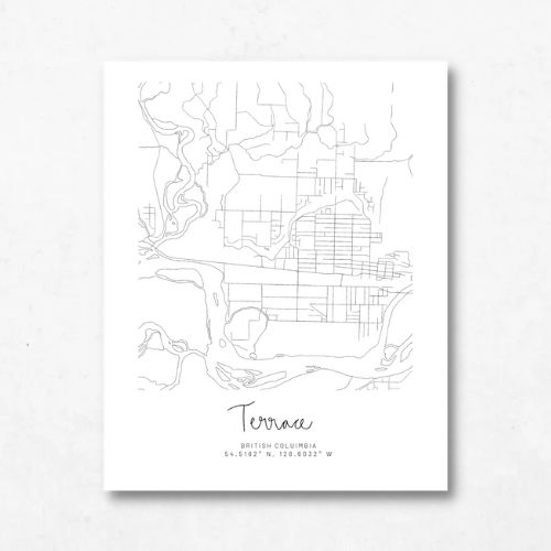 Terrace, British Columbia Minimal Hand Drawn Map