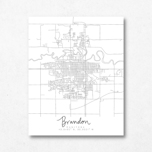 Brandon, Manitoba Minimal Hand Drawn Map