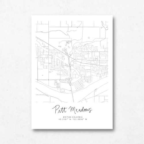 Pitt Meadows, British Columbia Minimal Hand Drawn Map