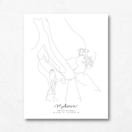 Mackenzie, British Columbia Minimal Hand Drawn Map
