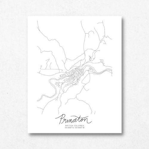Princeton, British Columbia Minimal Hand Drawn Map