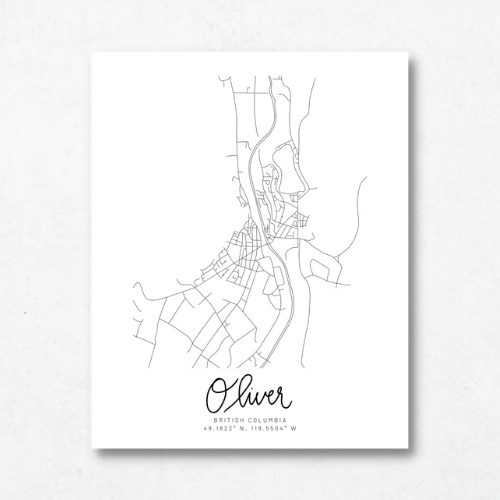 Oliver, British Columbia Minimal Hand Drawn Map