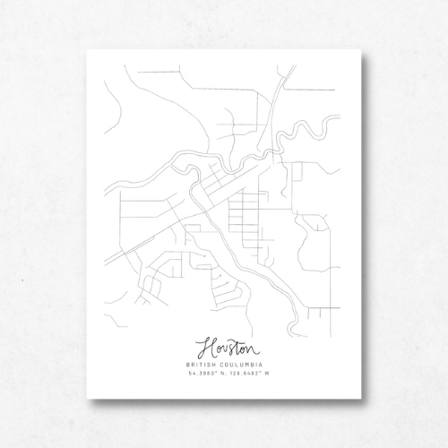 Houston, British Columbia Minimal Hand Drawn Map
