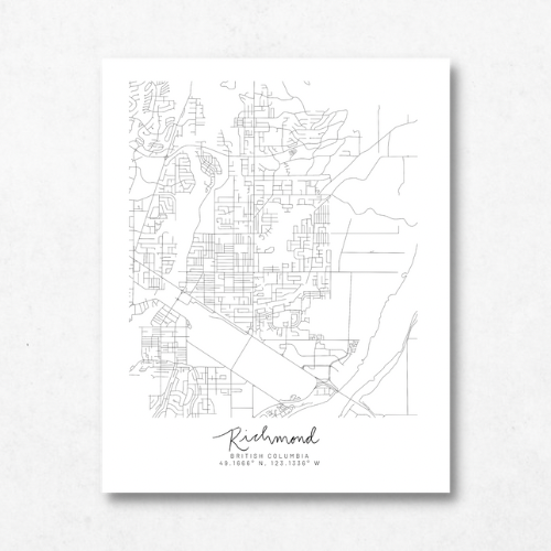 Richmond, British Columbia Minimal Hand Drawn Map