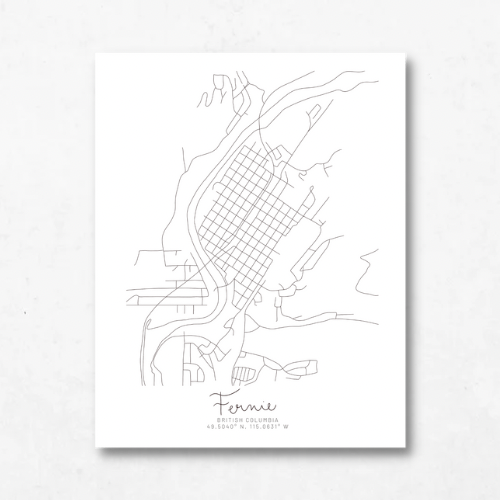 Fernie, British Columbia Minimal Hand Drawn Map