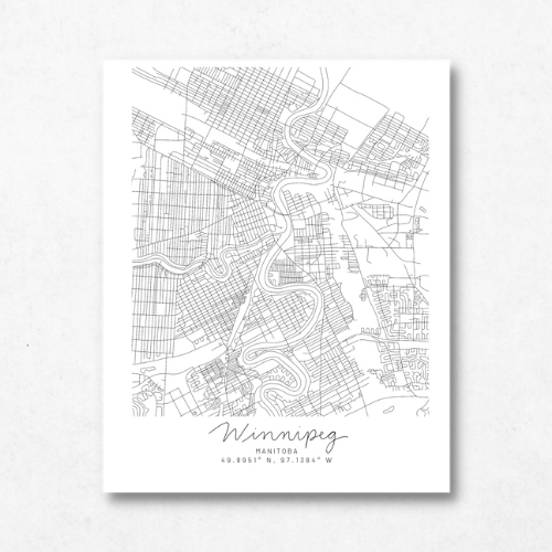 Winnipeg, Manitoba Minimal Hand Drawn Map