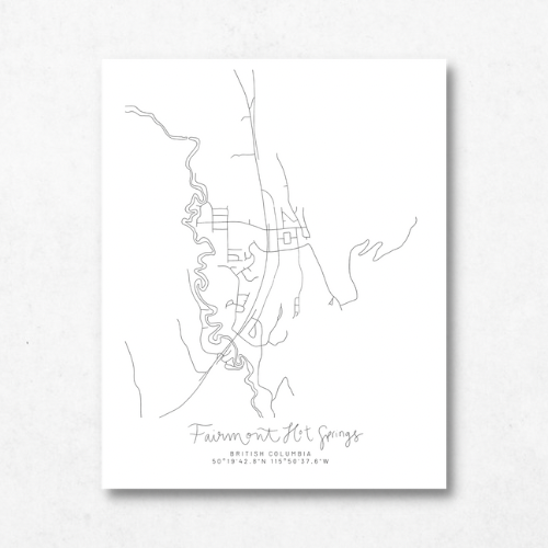 Fairmount Hot Springs, British Columbia Minimal Hand Drawn Map