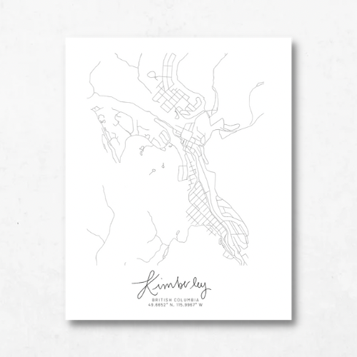 Kimberley, British Columbia Minimal Hand Drawn Map